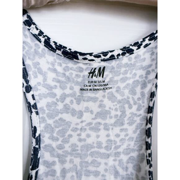 H&M Navy White Maxi Dress Medium Relaxed Coastal Chic Layering Minimalist Soft - Picture 6 of 6